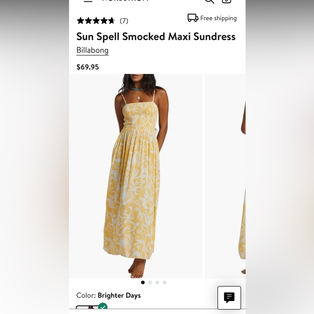Billabong Yellow maxi dress